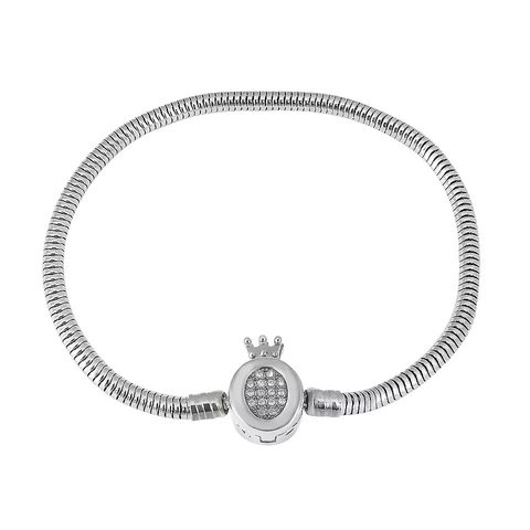 Pulseira de berloques coroa em o cravejada