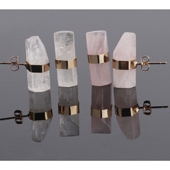 par de brinco pedra natural cristal - comprar online