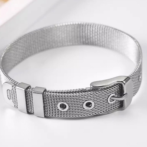 pulseira para berloque esteira aço inoxidavel