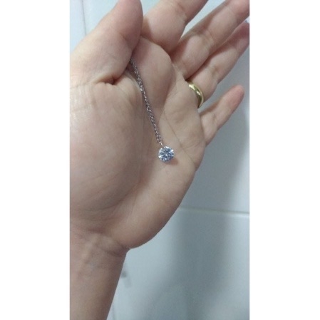 colar ponto de luz zircônia aço inoxidável