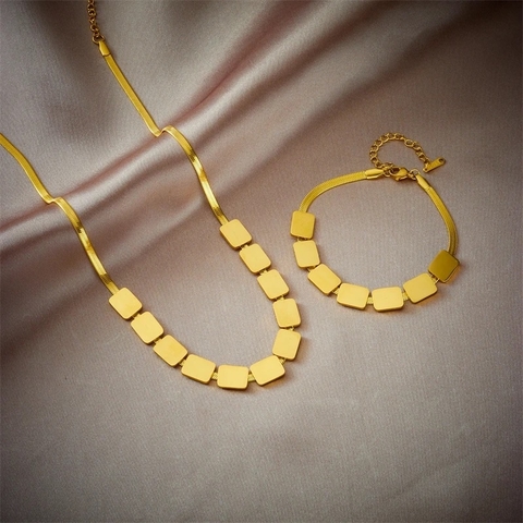 colar ou pulseira conjunto geometric gold