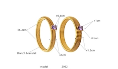 bracelete maleável tipo mola aço com zircônia grande - loja online