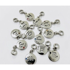 berloque signos com frases e pedra da cor do signo