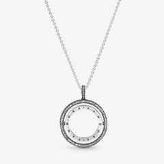 colar Pandora banhado a prata 925 signature círculos