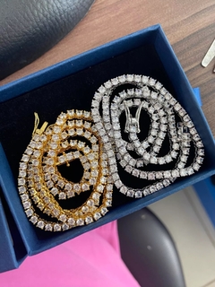￼colar riviera zirconias fecho gaveta joias dourada ou prata colar ice - comprar online
