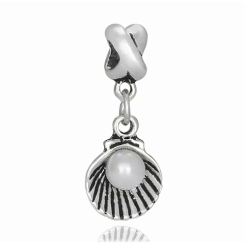 berloque concha pérola charm para pulseira