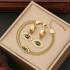 ￼conjunto de colar / brinco / pulseira olho grego - loja online