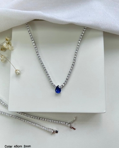 colar riviera gargantila prata 925 com pedra luxo - comprar online