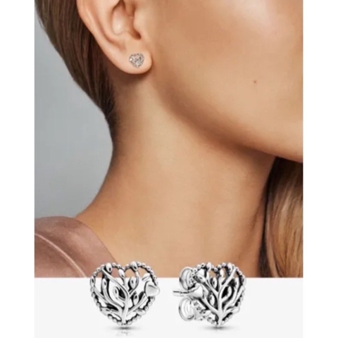 brinco Pandora coração árvore da vida