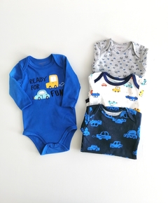 Pack Bodies, manga larga, Autos azul