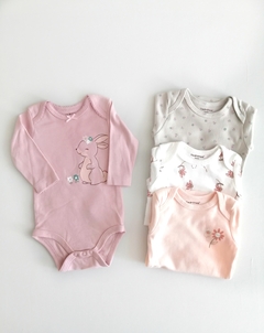 Pack Bodies, manga larga, conejitos rosados
