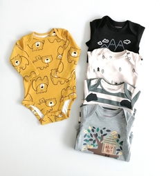 Pack bodies, manga larga, oso gris