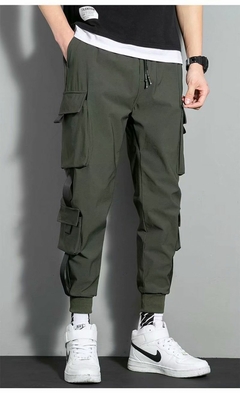 Calça Cargo Masculina Preta Bolsos Laterais
