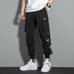 Calça Cargo Masculina Preta Bolsos Laterais - SKimports