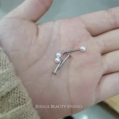 Piercing labret de acero quirúrgico - perla artificial - Rouge Beauty Studio
