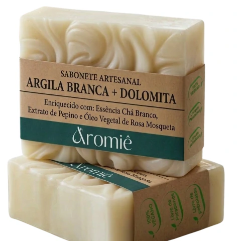 Kit 2 Sabonetes de Argila Branca + Dolomita