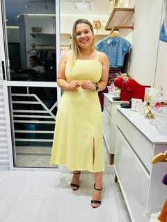 Vestido Midi em linho Rose