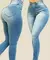 Calça jeans feminina de cor pura, jeans de cintura alta - comprar online