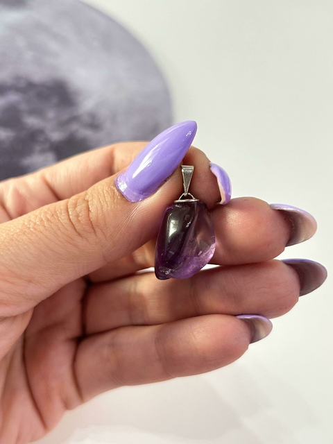Pingente Ametista rolado - Intuição, Conexão Espiritual, Calma