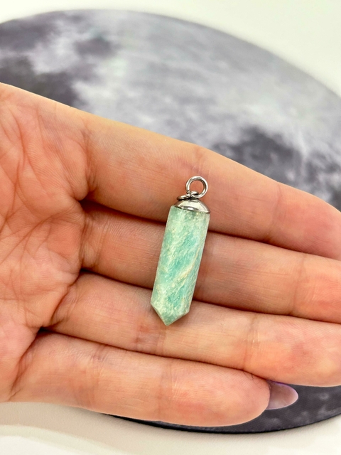 Pingente Amazonita em Aço Inox - Calmante, Antiestresse, Expressão