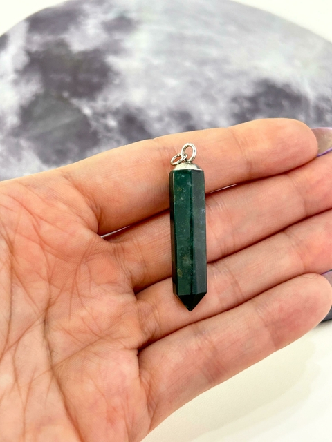 Pingente Ágata-Musgo em Aço Inox - Recomeço, Inspiração, Crescimento