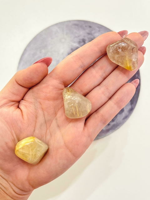 Quartzo Rutilado Rolado P - Evolução, Cura do Passado, Medo, Manifestação