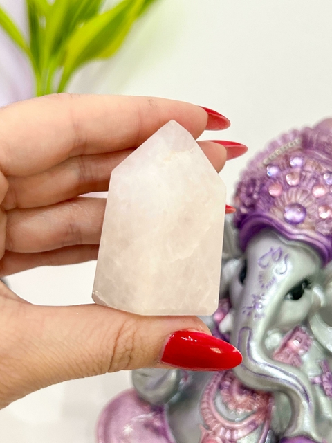 Ponta Quartzo Rosa mini - Pedra do Amor, Perdão, Amor Próprio