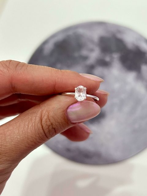 Anel Quartzo Rosa Prata 925 Ajustável - Pedra do Amor, Perdão, Amor Próprio