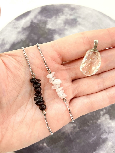 Kit Termino de relacionamentos - Quartzo Rosa/ Granada/ Quartzo Rutilado