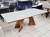 CONJUNTO DE GRIFE TAMPO NORMAL VIDRO OFF WHITE/BASE NOZES 220 + 10 CADEIRAS SOMER NOCE Y15 - comprar online