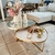 CONJUNTO MESA DE CENTRO MODERNE DOURADA/ESPELHO/QUARTZO