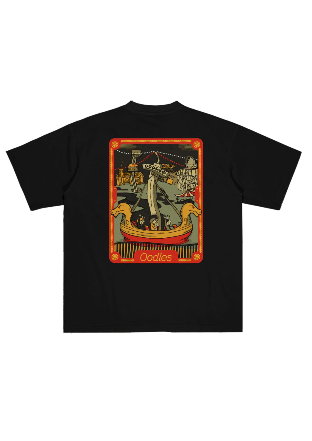 Camiseta Oodles Viking Ship - Preta