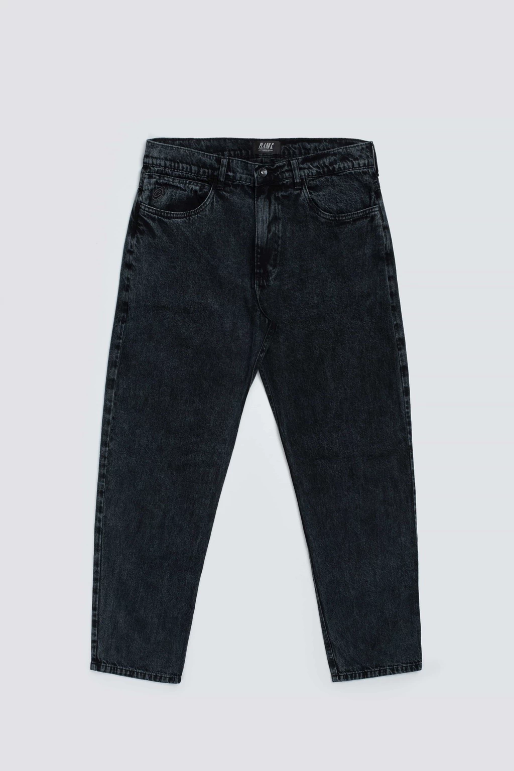 Calça Jeans Plano C Baggy Logo Bordado - Preta