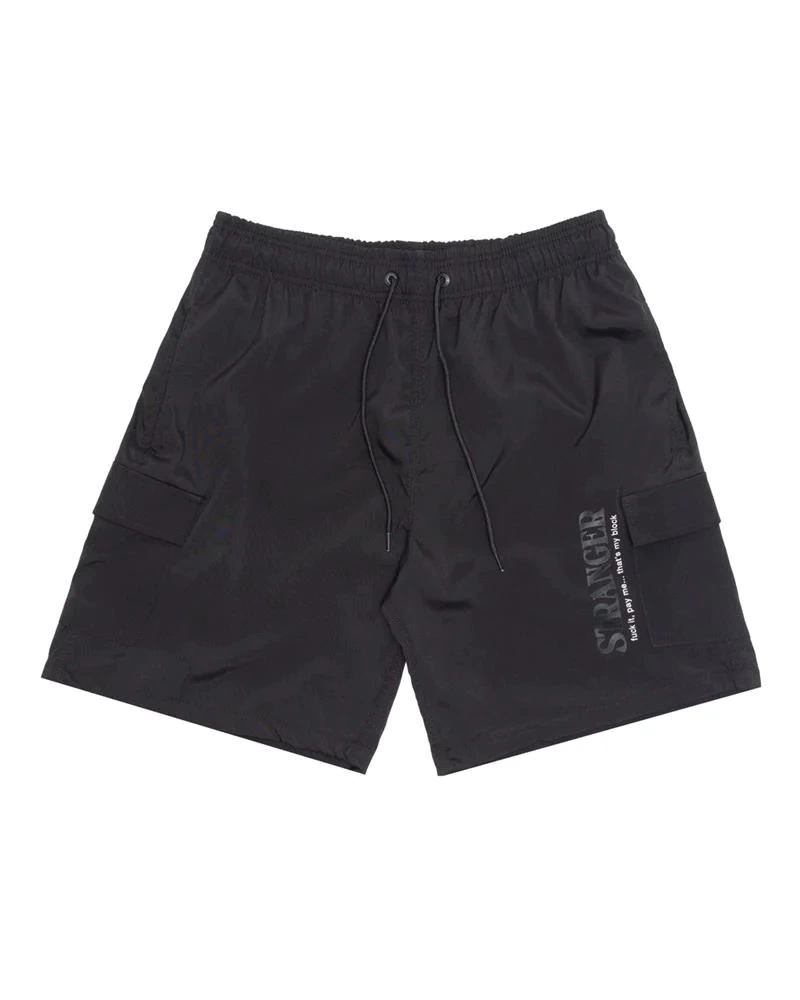 Shorts Cargo Tactel Stranger Fuck It Pay Me - Preto