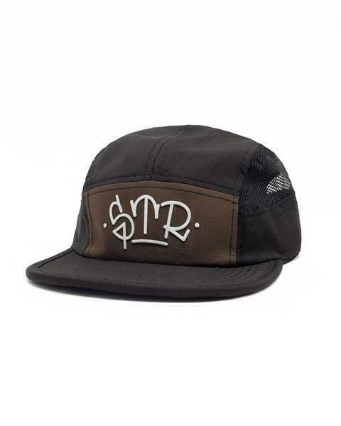 Boné Stranger Five Panel Running Bomb Curved Letter Tag - Preto/verde