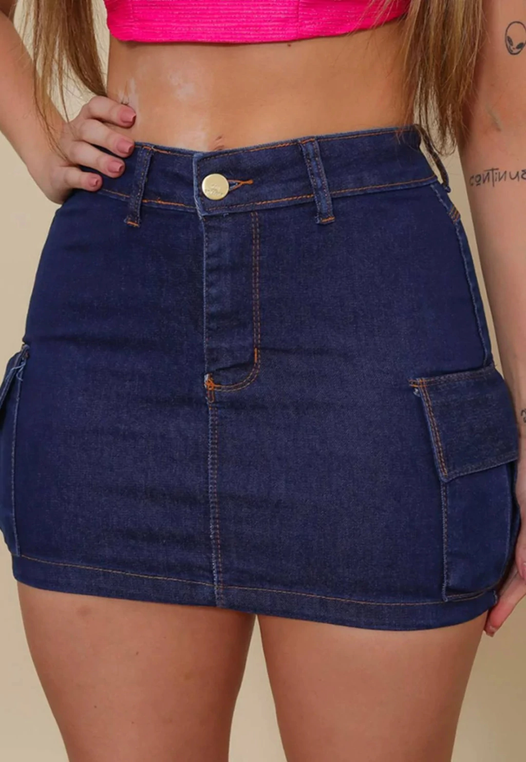 Saia Cargo Jeans Street - Azul Escuro