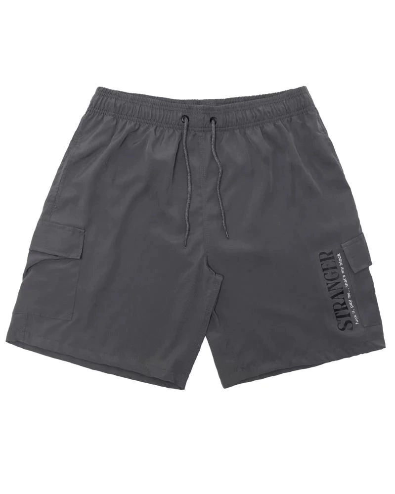Shorts Cargo Tactel Stranger Fuck It Pay Me - Cinza