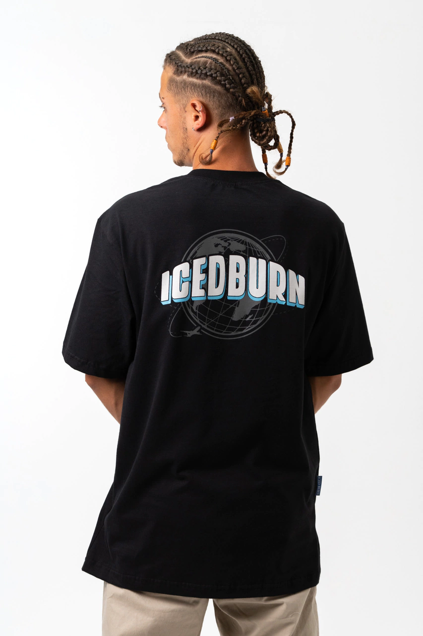 T-Shirt Iced Burn Around The World - Preta