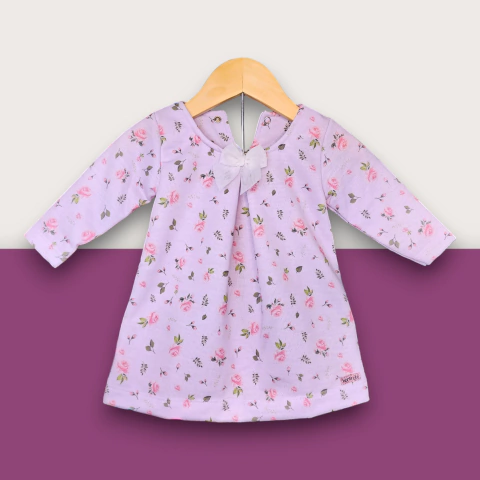 Vestido meia estação de moletom floral - Menina