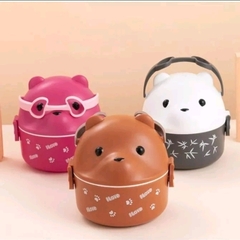 Marmita Lancheira Infantil Escolar Ursinho com Colher Divisória Alça Lanche Almoço Bento Urso Kawaii - buy online