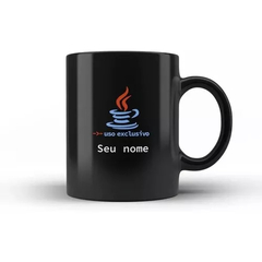 Caneca Preta Programador (a) Java Com Seu Nome Personalizado na internet