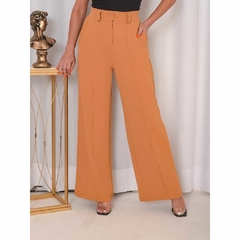 Calça Pantalona tecido De Duna maravilhosa ela estica com cintura-001. Tem zipper.