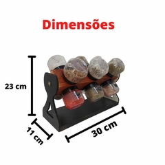 Porta temperos porta condimentos 12 potes plásticos giratório madeira para cozinha mdf - comprar online