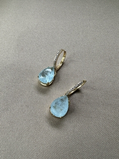 Argola Gota Fusion Azul Dourado - Permita-se Acessórios