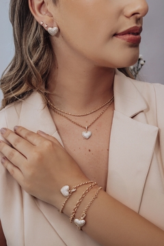 Pulseira Coração Cravejado Dourado - Permita-se Acessórios