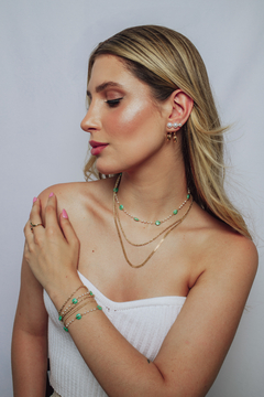 Choker Mini Pérolas com Pedras Verde Claro Dourado - comprar online