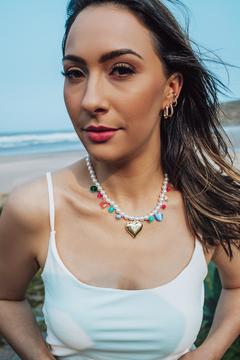 Argola Oval Multicolor Dourado - Permita-se Acessórios