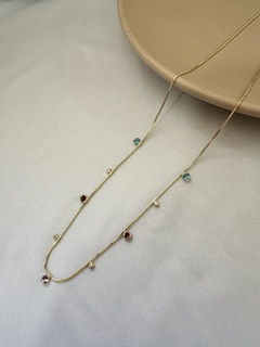 Colar Ponto de Luz Multicolor Dourado/Prata - loja online