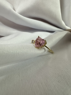 Anel Coração Regulavel Rosa Dourado - Permita-se Acessórios