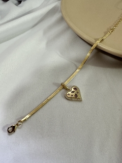Pulseira Coração Cravejado Rosa Dourado na internet